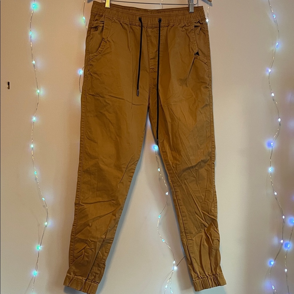 Men's Elastic Waist Chino Joggers - Tan